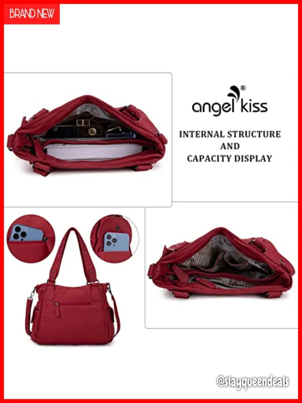 Washed PU Leather Hobo Purse Roomy Shoulder Bag Convertible Crossbody Tote